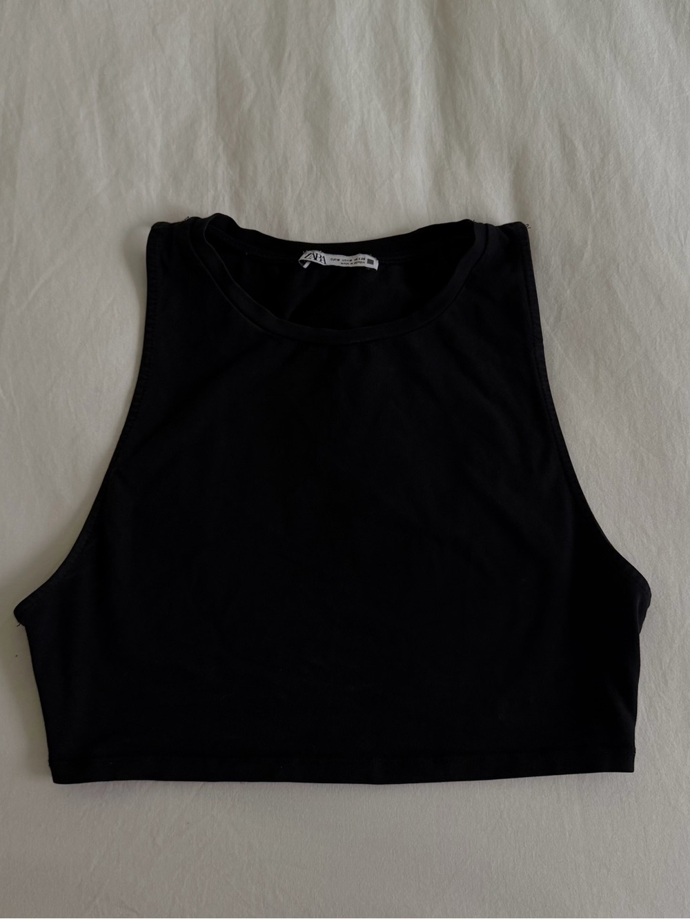 Black Zara High Neck Crop Top